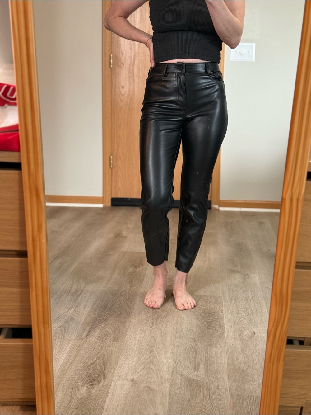 Only Black Faux Leather Cropped Pants